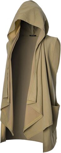 GIVON Mens Sleeveless Ruffle Shawl Collar Cardigan with Pockets in Kuwait