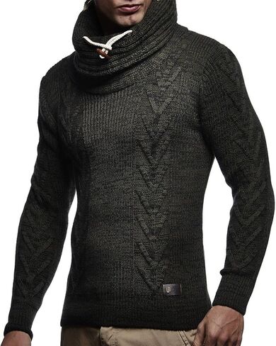 Leif Nelson LN7135 Men's Knitted Turtleneck Pullover in Saudi Arabia
