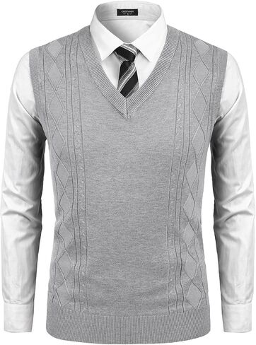 COOFANDY Sweater Vest for Men Sleeveless V Neck Slim Fit Knit Pullover Sweater Vests Casual Knitwear in Saudi Arabia