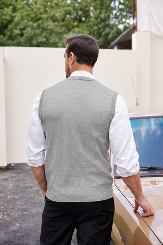 COOFANDY Sweater Vest for Men Sleeveless V Neck Slim Fit Knit Pullover Sweater Vests Casual Knitwear in Saudi Arabia