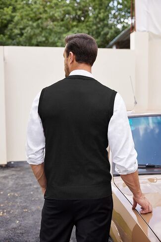 COOFANDY Sweater Vest for Men Sleeveless V Neck Slim Fit Knit Pullover Sweater Vests Casual Knitwear in Saudi Arabia