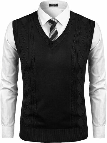 COOFANDY Sweater Vest for Men Sleeveless V Neck Slim Fit Knit Pullover Sweater Vests Casual Knitwear in Saudi Arabia