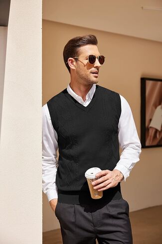 COOFANDY Sweater Vest for Men Sleeveless V Neck Slim Fit Knit Pullover Sweater Vests Casual Knitwear in Saudi Arabia