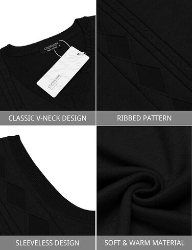 COOFANDY Sweater Vest for Men Sleeveless V Neck Slim Fit Knit Pullover Sweater Vests Casual Knitwear in Saudi Arabia