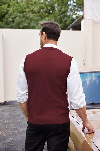 COOFANDY Sweater Vest for Men Sleeveless V Neck Slim Fit Knit Pullover Sweater Vests Casual Knitwear in Saudi Arabia