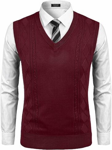 COOFANDY Sweater Vest for Men Sleeveless V Neck Slim Fit Knit Pullover Sweater Vests Casual Knitwear in Saudi Arabia