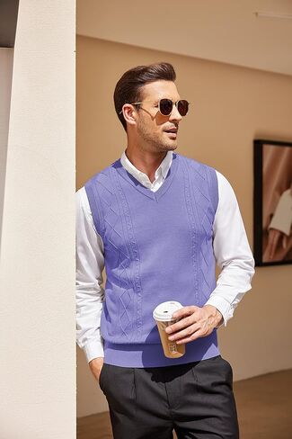 COOFANDY سترة سترة للرجال بلا أكمام الخامس الرقبة سليم صالح متماسكة البلوز سترة سترات تريكو عادية in Kuwait