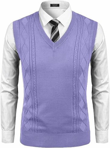 COOFANDY سترة سترة للرجال بلا أكمام الخامس الرقبة سليم صالح متماسكة البلوز سترة سترات تريكو عادية in Kuwait