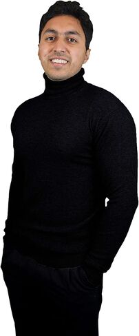 Cashmere Boutique: Men's Turtleneck in 100% Pure Cashmere Slim Fit Pullover Sweater (2 Colors, Sizes: S/M/L/XL) in Kuwait