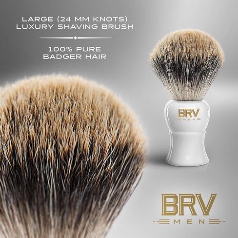 Pure Badger Shaving Brush LARGE (24mm knots) - Heavy Resin Handle - Use with Double-Edge Safety Razor, Straight Razor and Shaving Bowl - Black in Kuwait