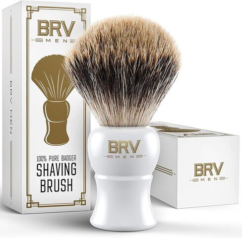 Pure Badger Shaving Brush LARGE (24mm knots) - Heavy Resin Handle - Use with Double-Edge Safety Razor, Straight Razor and Shaving Bowl - Black in Kuwait