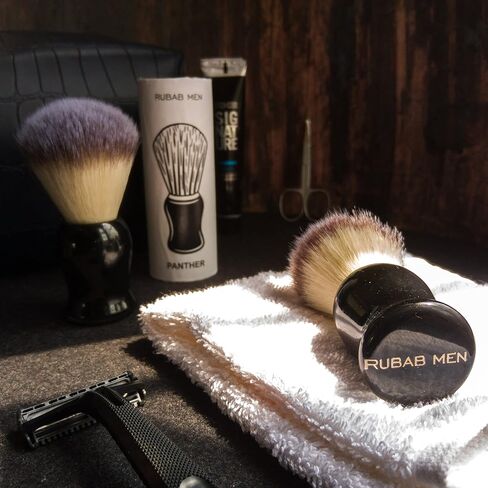 RUBAB MEN Shaving Brush for Men |Panther Edition| Super Soft Cruelty Free Bristles & Premium Ergonomic Handle For A Perfect Start To Your Day in Saudi Arabia
