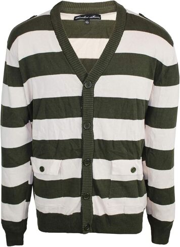Knockout Jeans Big and Tall Men's Striped Cardigan Sweater with Button Closure in Saudi Arabia
