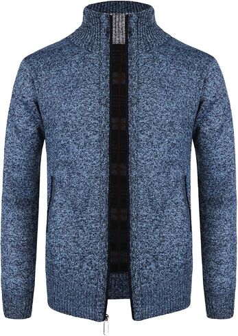 OlyljpinZ Men's Casual Stand Collar Sweater Slim Zip Thick Knitted Cardigan Sweaters with 2 Pockets in Kuwait