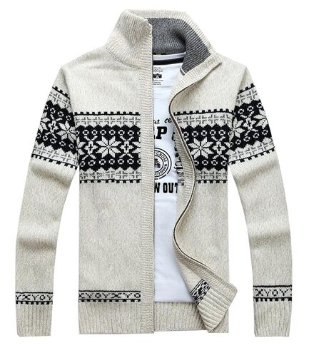 Kedera Men's Winter Knitted Flower Pattern Zip Up Cardigan Sweater in Saudi Arabia