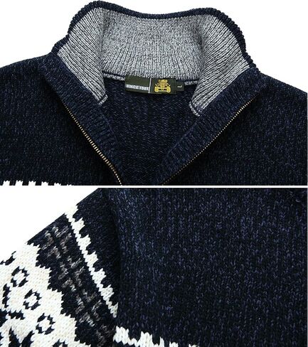 Kedera Men's Winter Knitted Flower Pattern Zip Up Cardigan Sweater in Saudi Arabia