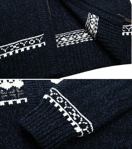 Kedera Men's Winter Knitted Flower Pattern Zip Up Cardigan Sweater in Saudi Arabia