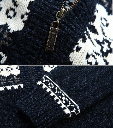 Kedera Men's Winter Knitted Flower Pattern Zip Up Cardigan Sweater in Saudi Arabia