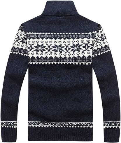 Kedera Men's Winter Knitted Flower Pattern Zip Up Cardigan Sweater in Saudi Arabia
