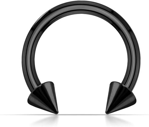 Horseshoe Barbell- Septum Ring/Eyebrow Ring/Cartilage Earring- Black Anodized Surgical Steel Circular Barbell- 14G - 8mm Diameter Septum Ring with 4mm Cone in Saudi Arabia