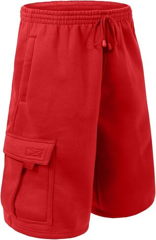 NE PEOPLE Mens Active Comfy Workout Gym Elastic Drawstring Fleece Cargo Sweat Shorts (M-7XL) in Saudi Arabia