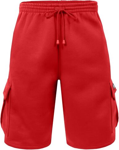 NE PEOPLE Mens Active Comfy Workout Gym Elastic Drawstring Fleece Cargo Sweat Shorts (M-7XL) in Saudi Arabia