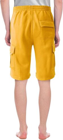Mens Cargo Sweat Shorts Elastic Drawstring Casual Loose Fit Fleece in Kuwait