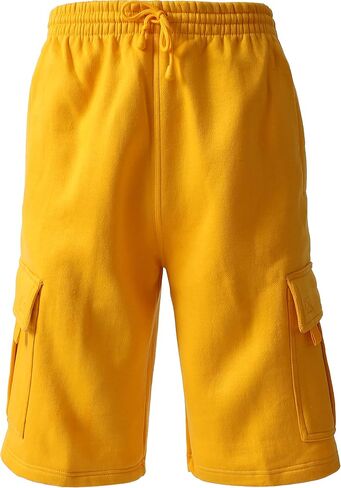 Mens Cargo Sweat Shorts Elastic Drawstring Casual Loose Fit Fleece in Kuwait