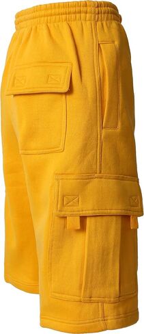 Mens Cargo Sweat Shorts Elastic Drawstring Casual Loose Fit Fleece in Kuwait