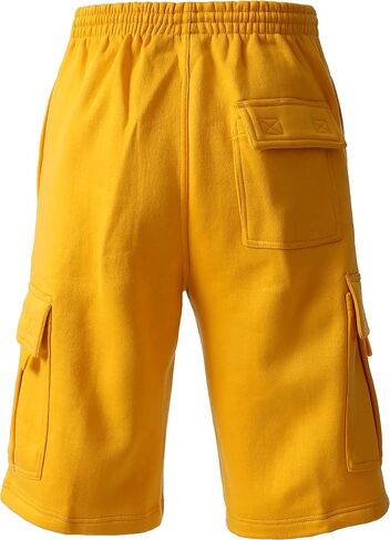 Mens Cargo Sweat Shorts Elastic Drawstring Casual Loose Fit Fleece in Kuwait