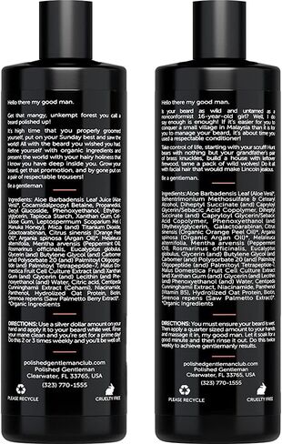 Polished Gentleman Beard Wash and Conditioner Set - Softens and Strengthens - Beard Shampoo with Growth Oil - Moisturizer & Beard Thickener - Tea Tree Unscented - Paraben-Free & Sulfate-Free (4oz) in Saudi Arabia