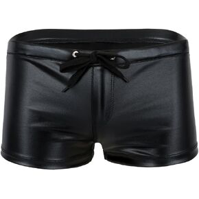 JEATHA Men's Shiny Metallic Boxer Shorts Drawstring Booty Shorts Rave Dance Club Shorts Swim Trunks in Saudi Arabia