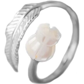 MYTHJING JEWEL Bell Flower Elegant Leaf 925Sterling Silver Adjustable Ring in Saudi Arabia