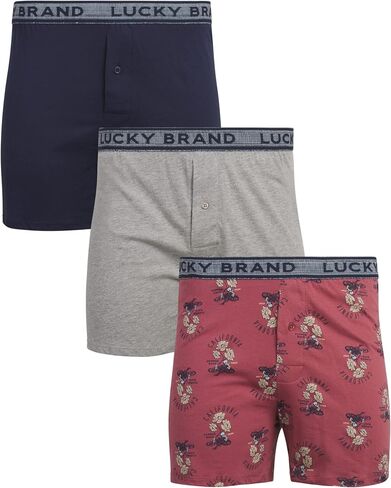 شورت بوكسر رجالي من Lucky Brand - 3 قطع من الملابس الداخلية القطنية فائقة النعومة والمريحة للرجال مع زر، درزة داخلية 4 بوصات in Kuwait
