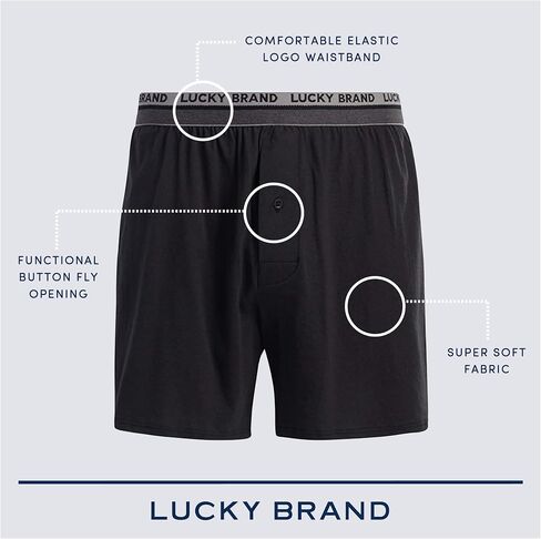شورت بوكسر رجالي من Lucky Brand - 3 قطع من الملابس الداخلية القطنية فائقة النعومة والمريحة للرجال مع زر، درزة داخلية 4 بوصات in Kuwait