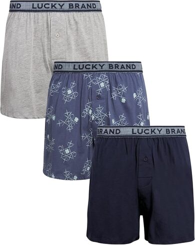 شورت بوكسر رجالي من Lucky Brand - 3 قطع من الملابس الداخلية القطنية فائقة النعومة والمريحة للرجال مع زر، درزة داخلية 4 بوصات in Kuwait