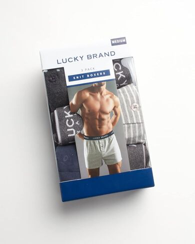 شورت بوكسر رجالي من Lucky Brand - 3 قطع من الملابس الداخلية القطنية فائقة النعومة والمريحة للرجال مع زر، درزة داخلية 4 بوصات in Kuwait