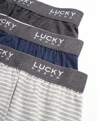 شورت بوكسر رجالي من Lucky Brand - 3 قطع من الملابس الداخلية القطنية فائقة النعومة والمريحة للرجال مع زر، درزة داخلية 4 بوصات in Kuwait