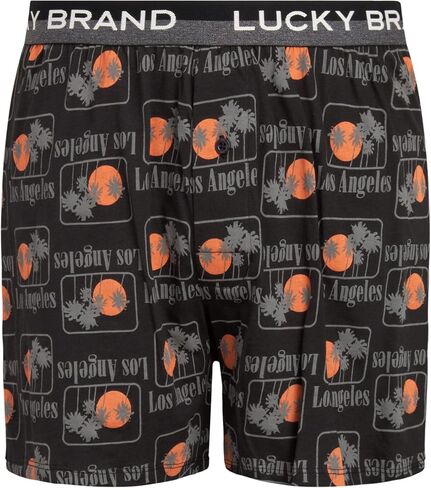 Lucky Brand Mens Boxer Shorts - 3 Pack Super Soft Knit Relaxed Fit Cotton Underwear Boxers for Men with Button Fly, 4" Inseam in Kuwait