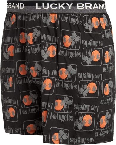 Lucky Brand Mens Boxer Shorts - 3 Pack Super Soft Knit Relaxed Fit Cotton Underwear Boxers for Men with Button Fly, 4" Inseam in Kuwait