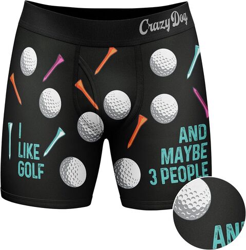 Mens I Like Golf And Maybe 3 People Boxers Funny Sarcastic Golfing Ball Tee Graphic Underwear For Guys in Saudi Arabia