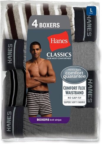 Hanes Ultimate Men's 4-Pack Classics Comfort Soft Waistband Knit Boxer Underwear in Saudi Arabia