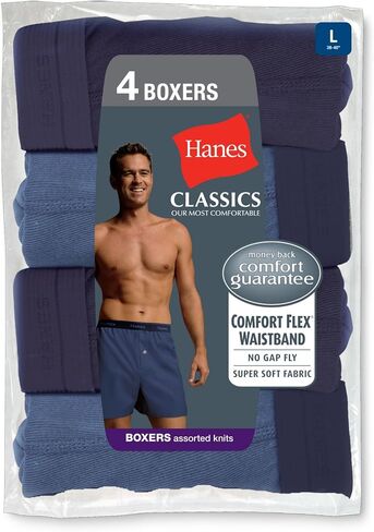 Hanes Ultimate Men's 4-Pack Classics Comfort Soft Waistband Knit Boxer Underwear in Saudi Arabia