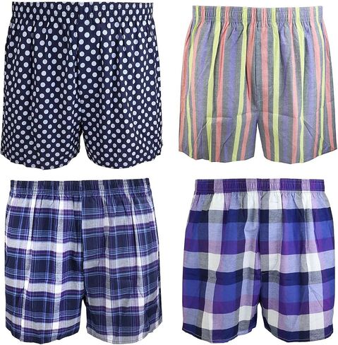 Falari 4-Pack Men's Boxer Underwear 100% Cotton Premium Quality in Saudi Arabia