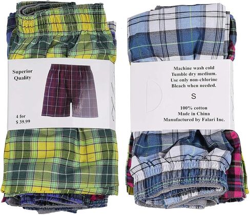 Falari 4-Pack Men's Boxer Underwear 100% Cotton Premium Quality in Saudi Arabia