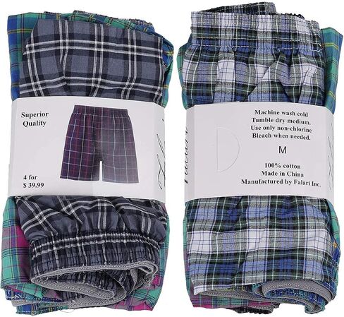 Falari 4-Pack Men's Boxer Underwear 100% Cotton Premium Quality in Saudi Arabia
