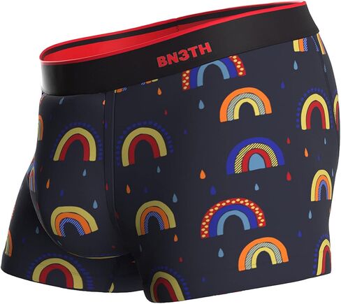 BN3TH Men's Classic Trunk Athletic Boxers - Breathable and Anti-Chafing Underwear with Our Patented Three-Dimensional MyPakage Pouch, Rainbows-Dark Navy, Large in Kuwait