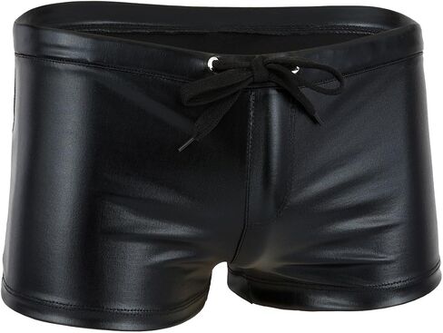 JEATHA Men's Shiny Metallic Boxer Shorts Drawstring Booty Shorts Rave Dance Club Shorts Swim Trunks in Saudi Arabia
