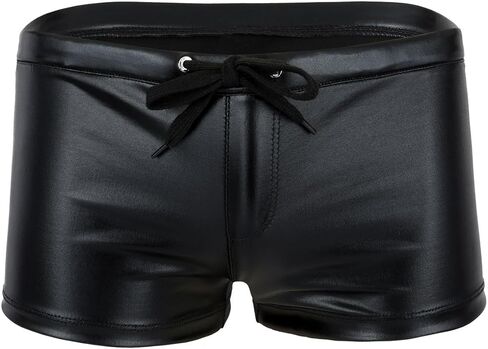 JEATHA Men's Shiny Metallic Boxer Shorts Drawstring Booty Shorts Rave Dance Club Shorts Swim Trunks in Saudi Arabia