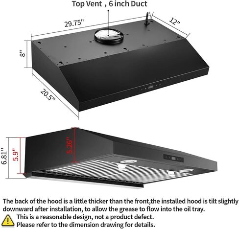 SNDOAS Range Hood 30 بوصة تحت الخزانة، غطاء المطبخ الأسود مع 600 CFM، الفولاذ المقاوم للصدأ فوق أغطية تنفيس الموقد، غطاء مطبخ مجاري مع لوحة تحكم تعمل باللمس، 3 مروحة عادم تنفيس السرعة، محركات مزدوجة in Kuwait